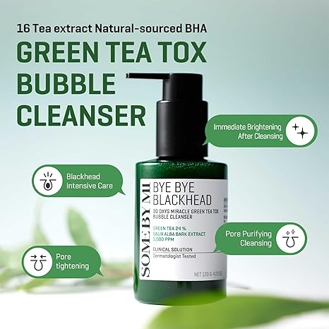 SOME BY MI Bye Bye Blackhead 30 Days Miracle Green Tea Tox Bubble Cleanser – 4.23oz, 120g